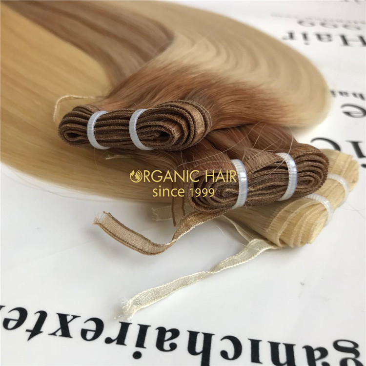 Best human flat weft hair extensions highlight color & ombre color X122